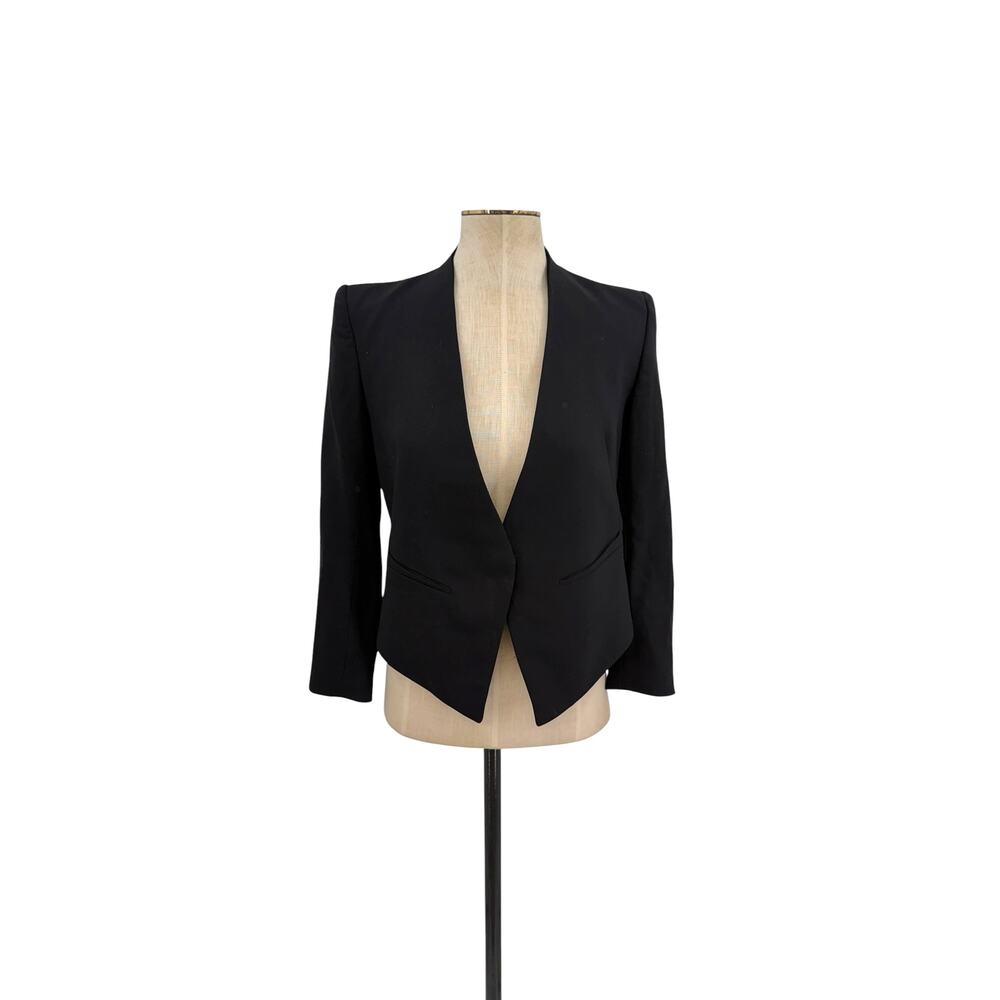Helmut Lang‎ Open Front Cropped Wool Blazer Black Made in USA Size 0